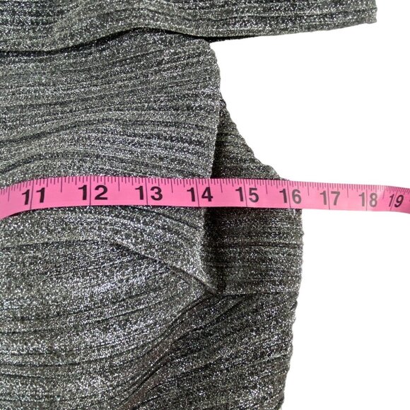 Vtg NINA CANACCI Women Off the Shoulder Mini Dress Sz 10 Silver Cocktail Wedding - Picture 10 of 16